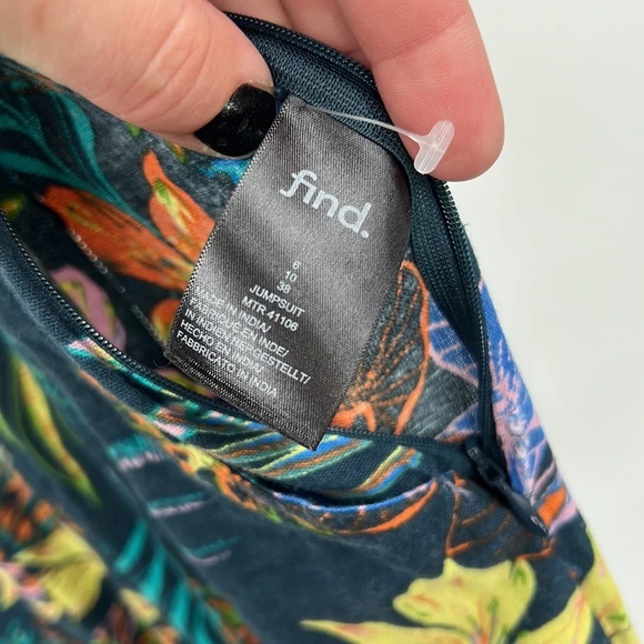 Find🔹Floral Tropical Jumpsuit Womens-V Neck Short Sleeve Linen/Cotton - Picture 8 of 14